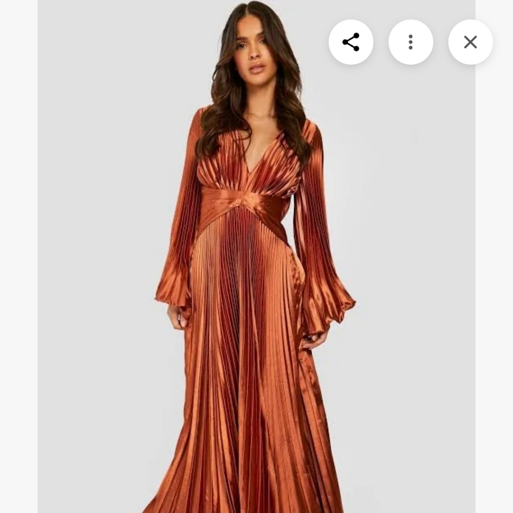 Pleated Metallic Dress BOOhoo